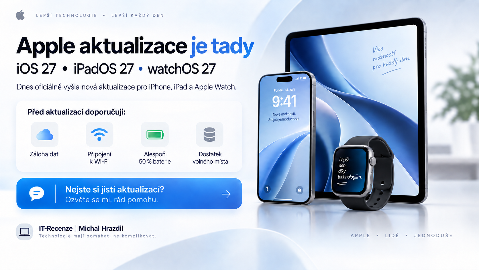 iOS 27, iPadOS 27 a watchOS 27 – nové aktualizace Apple